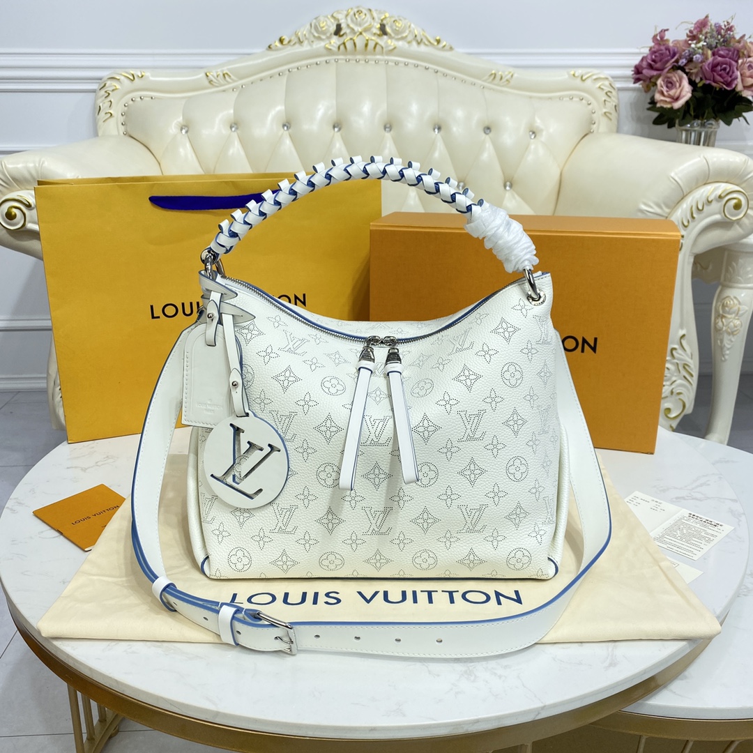 Louis Vuitton BEAUBOURG HOBO MM Mahina Handbag M58482 Snow White